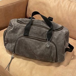 John Varvatos Suede Duffle Weekender Convertible Tote Backpack